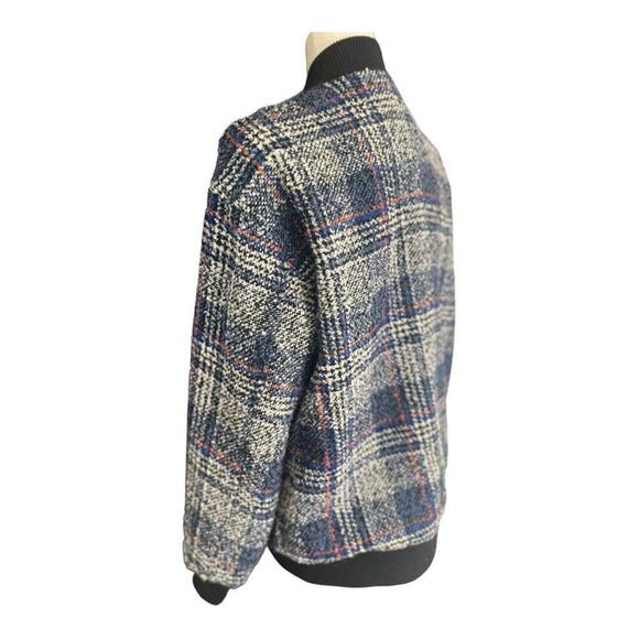 Avec Les Filles - Woman's Plaid Tweed Bomber Jacket Size Medium - Picture 7 of 13